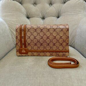 VTG Auth.MORABITO PARIS Monogram Coated Canvas Convertible Shoulder Clutch Bag